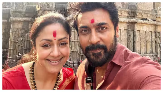 Jyotika Radiates Ethnic Grace in a Red Saree at the Shakti Peethas