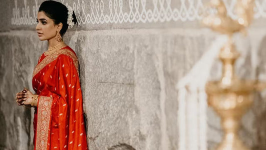 ✨ Inside Samantha’s Bridal Glam: Bespoke Red Banarasi Saree & Tree of Life Blouse Art