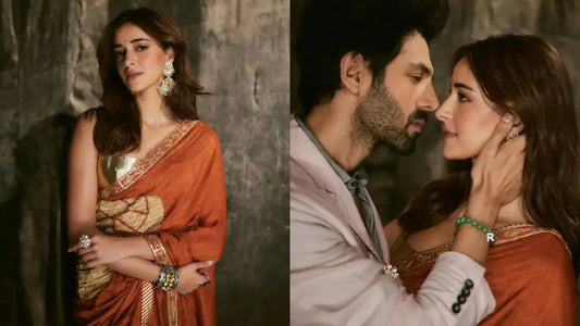 Ananya Panday Nails Elegant Wedding-Guest Glam In Masaba’s ₹35,000 Rust Saree With Kartik Aaryan