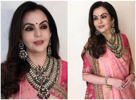 Nita Ambani Dazzles in Elegant Floral Saree, While Shloka Mehta Stuns in Contemporary Ethnic Ensemble at a Star-Studded Event