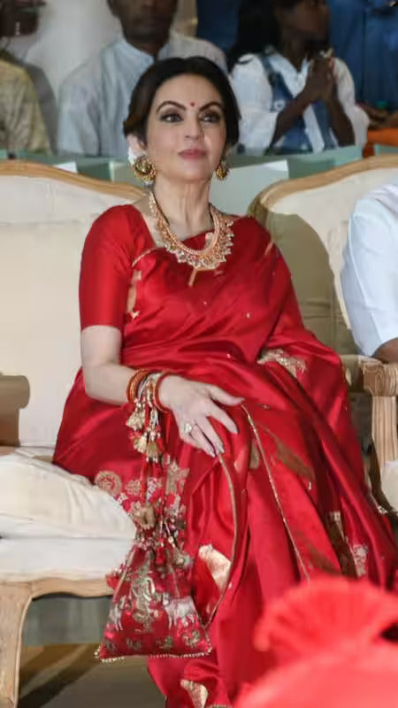 Nita Ambani Rocks 90’s Bollywood Glam in Stunning Red Saree at Mumbai Event