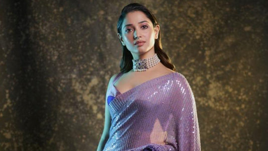 Tamannaah Bhatia Stuns in a Dreamy Purple Saree: A Vision of Elegance