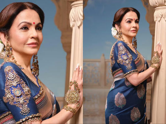 Nita Ambani Redefines Timeless Grace in a Classic Banarasi Silk Saree Paired with Regal Gold Jewellery