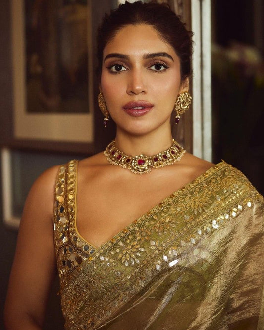 Bhumi Pednekar Dazzles Like a Queen in a ₹6.87 Lakh Wine Kanjeevaram Silk Saree at Vedant Birla’s Celebration