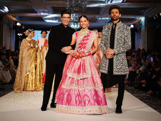 Triptii Dimri and Kartik Aaryan Dazzle in Handloom Elegance at Manish Malhotra's Show