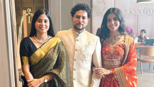 MP Priya Saroj Graces Kuldeep Yadav's Engagement in Elegant Black and Gold Saree with Subtle Makeup