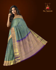 Peacock Blue Kancheevaram Silk Saree