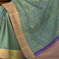 Peacock Blue Kancheevaram Silk Saree