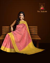 Pink Kancheevaram Silk Saree with Elephant and Annapakshi Motifs