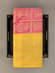 Pink Kancheevaram Silk Saree with Elephant and Annapakshi Motifs