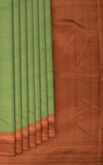 Green Kancheevaram Silk Saree with Maroon Contrast