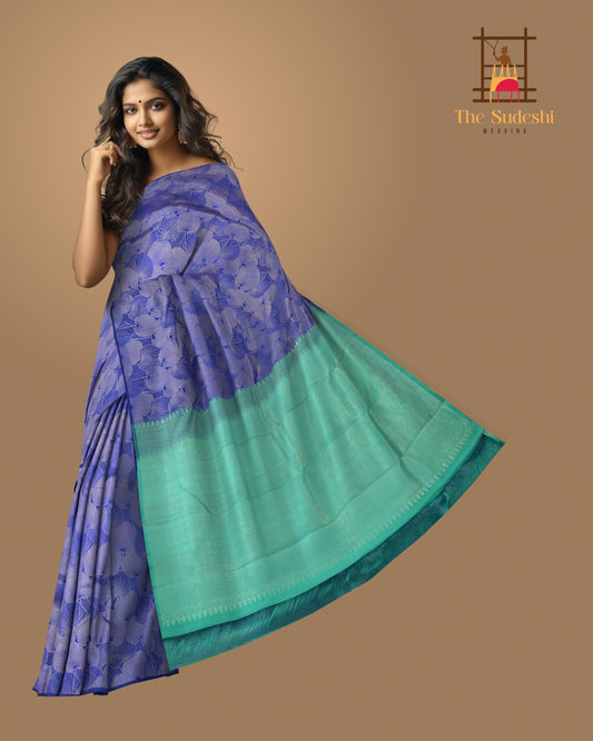 Blue Kancheevaram Silk Saree with Seamless Elegance