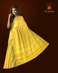 Golden Yellow Kancheevaram Silk Saree with Kamalam Border