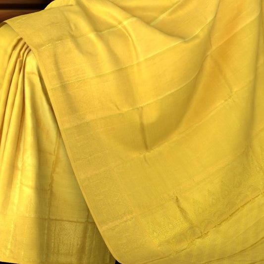 Golden Yellow Kancheevaram Silk Saree with Kamalam Border
