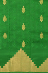 Pink and Green Kancheevaram Silk Saree with Temple Border