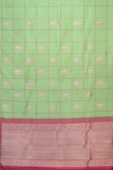 Pista Green Kancheevaram Silk Saree with Silver Annapakshi
