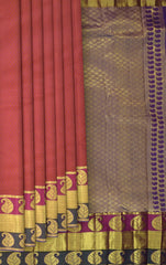 Majestic Maroon with Purple and Violet Contrast Kancheevaram Silk Saree