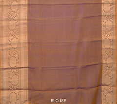 Ink Blue Kancheevaram Silk Saree with Brown Contrast and Benaraspet Floral Border