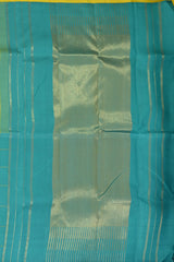 Yellow and Turquoise Blue Half-and-Half Kancheevaram Silk Saree
