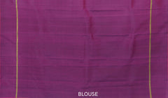 Black Kancheevaram Silk Saree with Purple Contrast and Peacock Motif