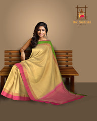 Classic Radiance in Off-White Kancheevaram Silk Saree with Ganda Jamuna Border