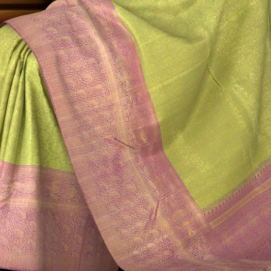 Green Symphony with Golden Tissue Jacquard Pure Kanchipuram Silk Saree