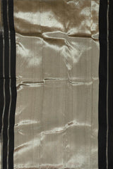 Midnight Majesty: Black Pure Silk Saree with Silver Zari Grand Tissue Pallu