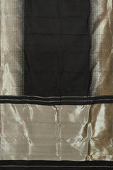 Midnight Majesty: Black Pure Silk Saree with Silver Zari Grand Tissue Pallu