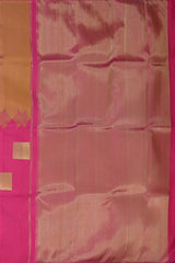 Harmonious Blend of Brown, Light Brown, and Pink Half-and-Half Pure Kanchipuram Silk Saree