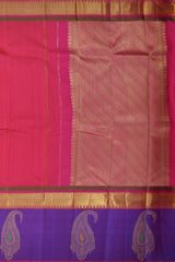 Pink Symphony: Pink Pure Silk Saree with Violet Bavanshi Borders