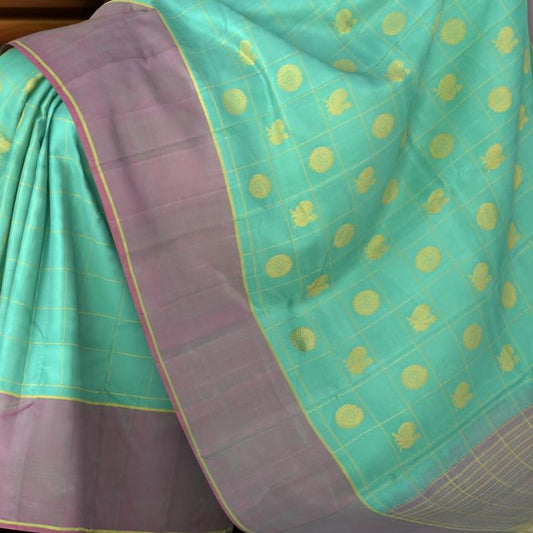 Ethereal Sky: Light Blue Pure Silk Saree with Mauve Accents