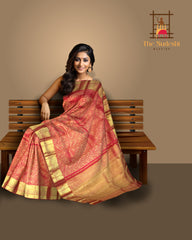 Red Kanchipuram Silk Saree with Zari Floral and Parrot Brocade – A Statement of Tradition and Festivity
