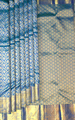 Peacock Green Kanchipuram Silk Saree with Floral Brocade – Nature-Inspired Grandeur in Every Thread