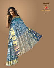 Peacock Green Kanchipuram Silk Saree with Floral Brocade – Nature-Inspired Grandeur in Every Thread