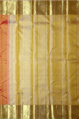 Golden Orange Kanchipuram Silk Saree with Floral Zari Brocade – A Glimmering Ode to Heritage