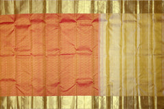 Golden Orange Kanchipuram Silk Saree with Floral Zari Brocade – A Glimmering Ode to Heritage