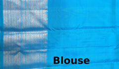 Yellow Kanchipuram Silk Saree with Gold-Silver Motifs and Light Blue Border – Sunshine Draped in Splendor