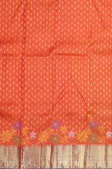 Orange Kanchipuram Silk Saree with Butta Jacquard and Floral Border – A Festive Symphony in Silk