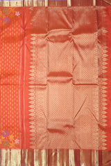 Orange Kanchipuram Silk Saree with Butta Jacquard and Floral Border – A Festive Symphony in Silk