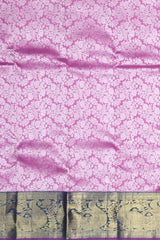 Pink Jacquard Kanchipuram Silk Saree with Navy Blue Annam Border – Grace Meets Grandeur in Traditional Weave