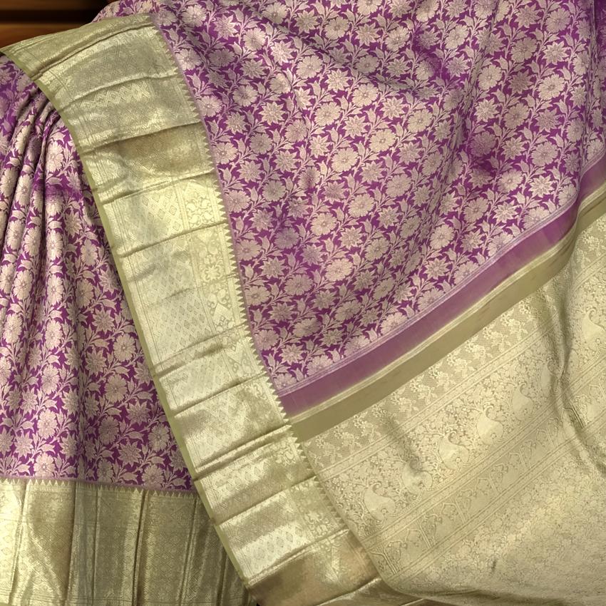Wine Kanchipuram Silk Saree with Floral Jacquard – Elegance Woven in Deep Hues and Classic Weaves