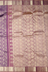Purple Floral Jacquard Kanchipuram Silk Saree – A Regal Weave of Art and Elegance