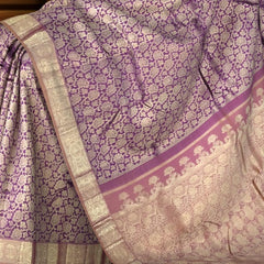 Purple Floral Jacquard Kanchipuram Silk Saree – A Regal Weave of Art and Elegance