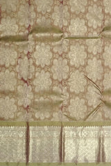 Light Brown Floral Motif Kanchipuram Silk Saree – Understated Grace in Earthy Tones