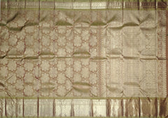 Light Brown Floral Motif Kanchipuram Silk Saree – Understated Grace in Earthy Tones