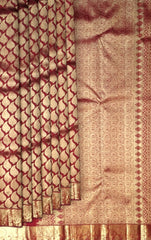 Red Mango Motif Jacquard Kanchipuram Silk Saree – A Classic Symbol of Prosperity and Power