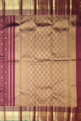 Maroon Kanchipuram Silk Saree with Mango Motif Checks and Annam Border – A Drape of Tradition and Divinity