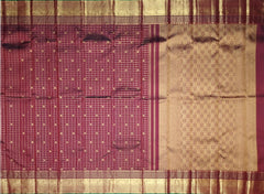 Maroon Kanchipuram Silk Saree with Mango Motif Checks and Annam Border – A Drape of Tradition and Divinity
