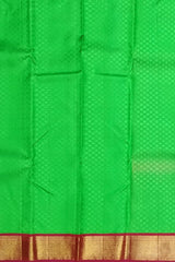 Green Jacquard Kanchipuram Silk Saree with Maroon Border – Earthy Tones Woven with Royal Charm