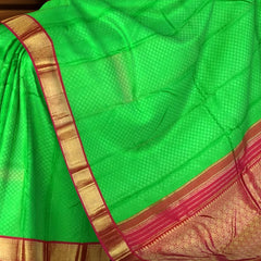 Green Jacquard Kanchipuram Silk Saree with Maroon Border – Earthy Tones Woven with Royal Charm